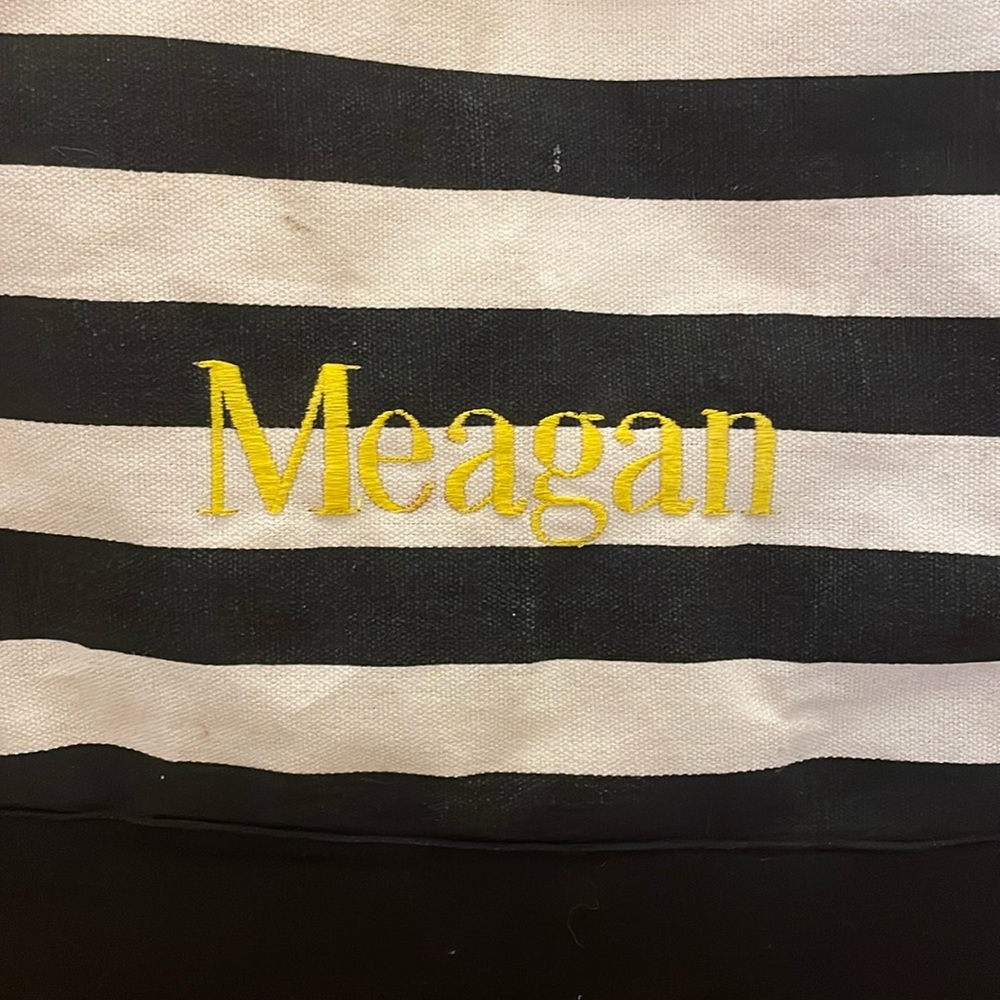 Buckhead Betties Large tote bag engraved with name,Meagan. Very good condition.